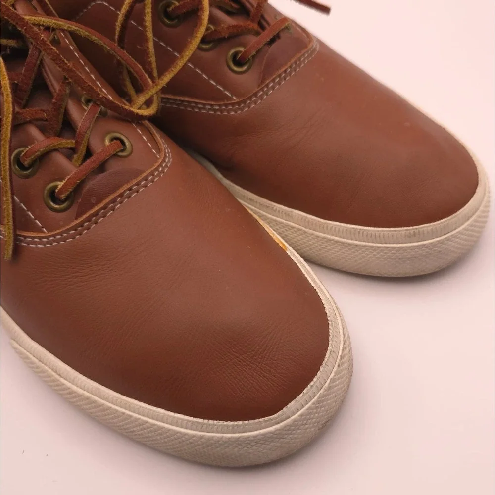 POLO RALPH‎ LAUREN VAUGHN Size 8 D Brown SOFT LEATHER Lace Boat Shoes Men's